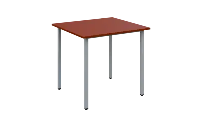 JSB 80N Jídelní stůl 800 x 800 mm, deska cihlově červená / podnož stříbrná